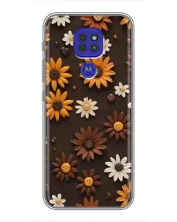 Чехол для Motorola MOTO G9 Play с картинкой «Узор из маленьких подсолнухов»