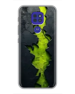 Чехол для Motorola MOTO G9 Play с картинкой «Салатовый разлом скалы»