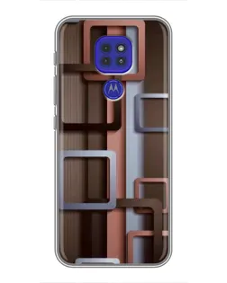 Чехол для Motorola MOTO G9 Play с картинкой «Коричневые объемные квадраты»