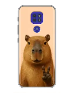 Чехол для Motorola MOTO G9 Play с картинкой «Капибара виктория»