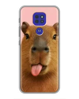 Чехол для Motorola MOTO G9 Play с картинкой «Капибара с языком»