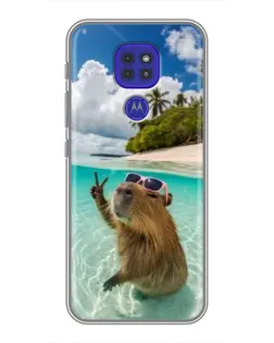 Чехол для Motorola MOTO G9 Play с картинкой «Капибара на море»