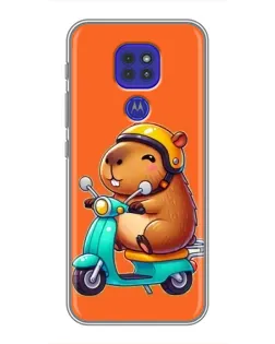 Чехол для Motorola MOTO G9 Play с картинкой «Капибара на скутере»