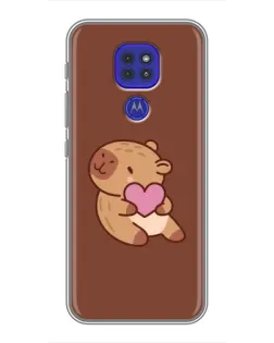 Чехол для Motorola MOTO G9 Play с картинкой «Капибара с сердцем»