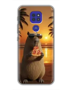 Чехол для Motorola MOTO G9 Play с картинкой «Капибара с пиццей»