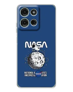 Чехол для Motorola Moto G96 5G с картинкой «NASA — лунная миссия»