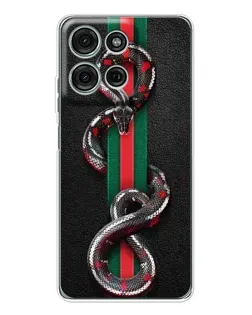 Чехол для Motorola Moto G96 5G с картинкой «Gucci — змея на полосе»