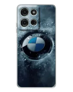 Чехол для Motorola Moto G96 5G с картинкой «Логотип BMW — лед»