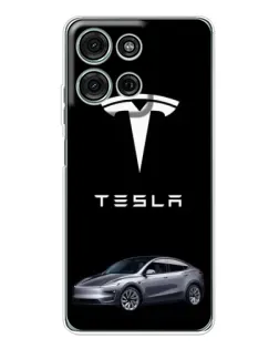 Чехол для Motorola Moto G96 5G с картинкой «Tesla Model Y»
