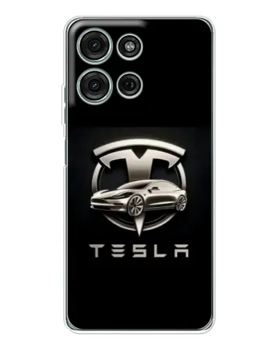 Чехол для Motorola Moto G96 5G с картинкой «Tesla — серебристое авто» Чехол для Motorola Moto G96 5G с картинкой «Tesla — серебристое авто»