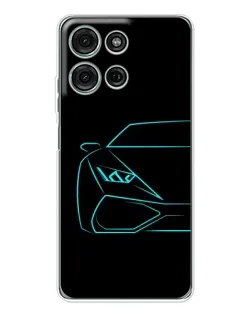 Чохол для Motorola Moto G96 5G з картинкою «Блакитний силует Lamborghini»