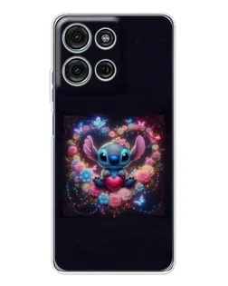 Чехол для Motorola Moto G96 5G с картинкой «Stitch в цветах»