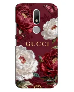 Чехол для Motorola Moto M с картинкой «Gucci — бордовые розы»