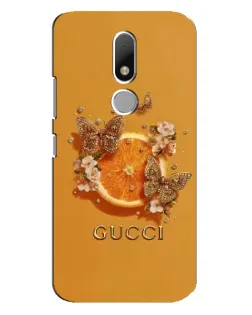 Чехол для Motorola Moto M с картинкой «Gucci — золотые бабочки»