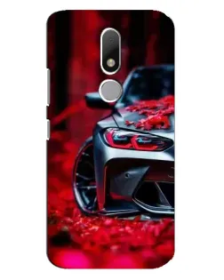Чехол для Motorola Moto M с картинкой «Спортивная BMW и цветы»