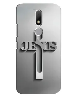 Чехол для Motorola Moto M с картинкой «Металлический крест Jesus»