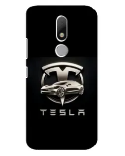 Чехол для Motorola Moto M с картинкой «Tesla — серебристое авто»