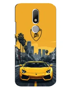 Чехол для Motorola Moto M с картинкой «Желтый Lamborghini город»
