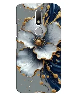 Чехол для Motorola Moto M с картинкой «Белый цветок и золотой флюид»