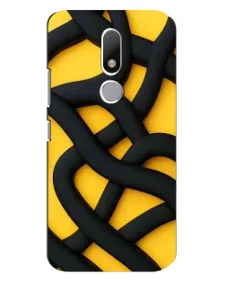 Чехол для Motorola Moto M с картинкой «Черное желтое переплетение»