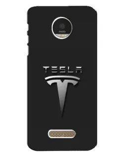 Чехол для Motorola MOTO Z Play с картинкой «Стальной логотип Tesla»