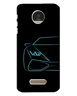 Чехол для Motorola MOTO Z Play с картинкой «Голубой силуэт Lamborghini»