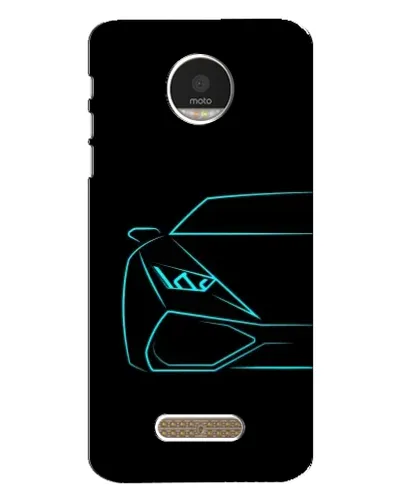 Чехол для Motorola MOTO Z Play с картинкой «Голубой силуэт Lamborghini»