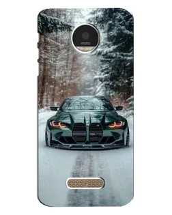Чехол для Motorola MOTO Z с картинкой «BMW в зимнем лесу»