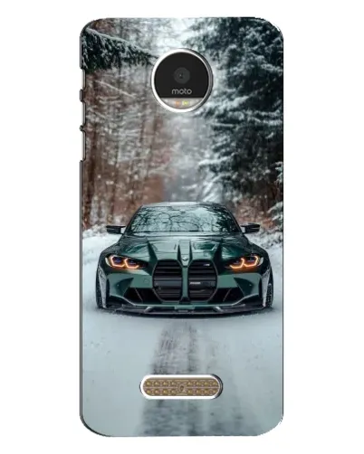 Чехол для Motorola MOTO Z с картинкой «BMW в зимнем лесу»