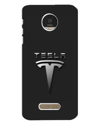 Чехол для Motorola MOTO Z с картинкой «Стальной логотип Tesla»