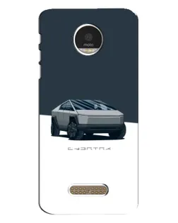 Чехол для Motorola MOTO Z с картинкой «Серебристый Cybertruck Tesla»
