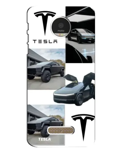 Чехол для Motorola MOTO Z с картинкой «Коллаж Cybertruck Tesla»