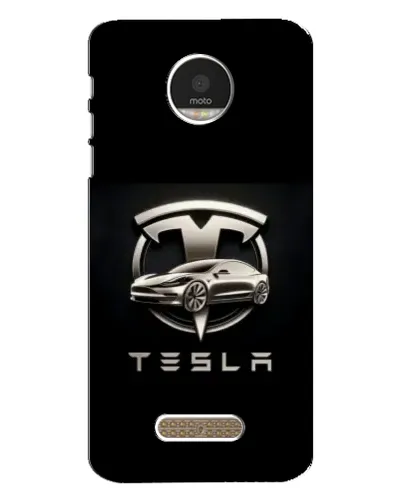 Чехол для Motorola MOTO Z с картинкой «Tesla — серебристое авто»