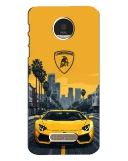 Чехол для Motorola MOTO Z с картинкой «Желтый Lamborghini город»