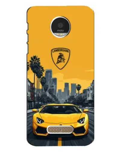 Чехол для Motorola MOTO Z с картинкой «Желтый Lamborghini город»