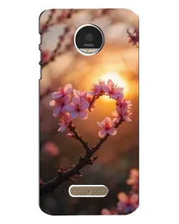 Чехол для Motorola MOTO Z с картинкой «Розовый цвет сердце на фоне заката»