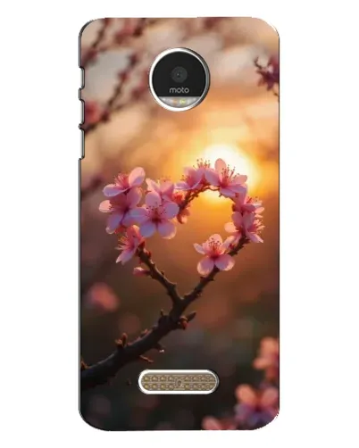 Чехол для Motorola MOTO Z с картинкой «Розовый цвет сердце на фоне заката»