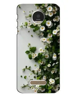 Чехол для Motorola MOTO Z с картинкой «Ветка мелких белых цветов»