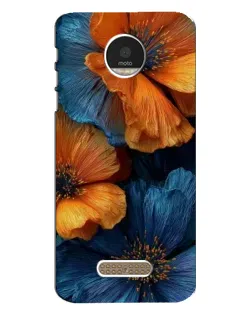 Чехол для Motorola MOTO Z с картинкой «Яркая сине-оранжевая флора»