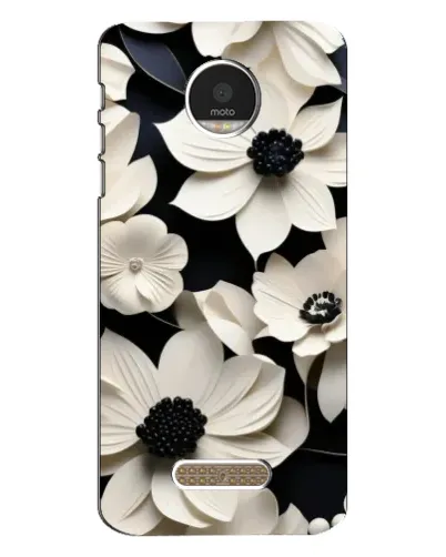Чехол для Motorola MOTO Z с картинкой «Объемные белые цветы»
