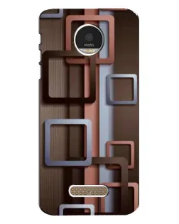 Чехол для Motorola MOTO Z с картинкой «Коричневые объемные квадраты»