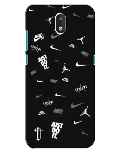 Чехол для Nokia 1.3 с картинкой «Nike Black Pattern»