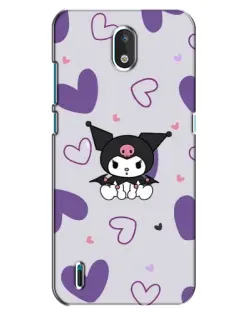 Чехол для Nokia 1.3 с картинкой «Kuromi и лавандовые сердца»