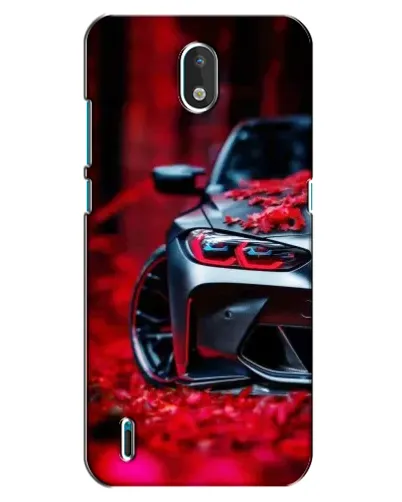 Чехол для Nokia 1.3 с картинкой «Спортивная BMW и цветы»