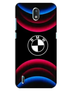 Чехол для Nokia 1.3 с картинкой «Логотип BMW и неоновые дуги»