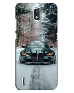 Чехол для Nokia 1.3 с картинкой «BMW в зимнем лесу»