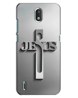 Чехол для Nokia 1.3 с картинкой «Металлический крест Jesus»