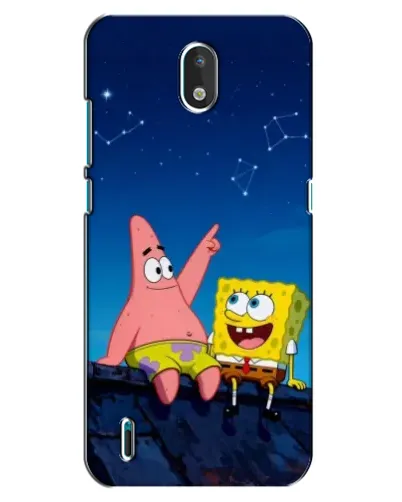Чехол для Nokia 1.3 с картинкой «Губка Боб и Патрик ночью»