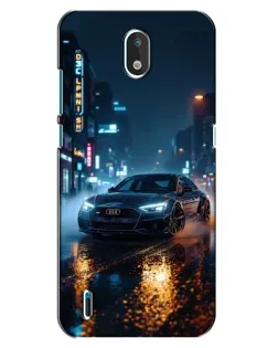 Чехол для Nokia 1.3 с картинкой «Ночной город и Audi»