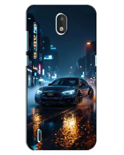 Чехол для Nokia 1.3 с картинкой «Ночной город и Audi»